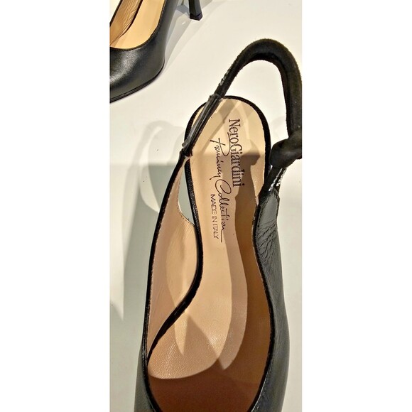 NeroGiardini black leather slingback with rhinestone heels SIZE EU 35; US 5 - Picture 3 of 8